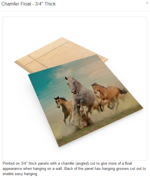 3/4" thick panels chamfer (angled) cut to give more of a float appearance