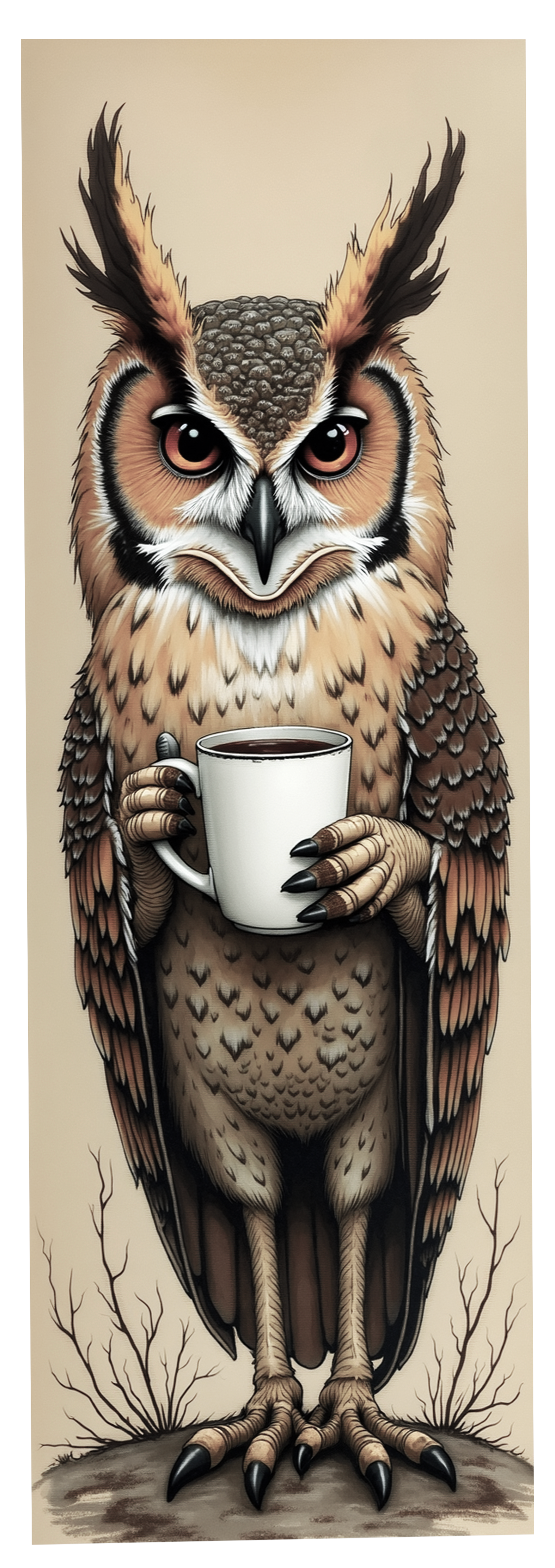 Funny owl kitchen decor framed artwork